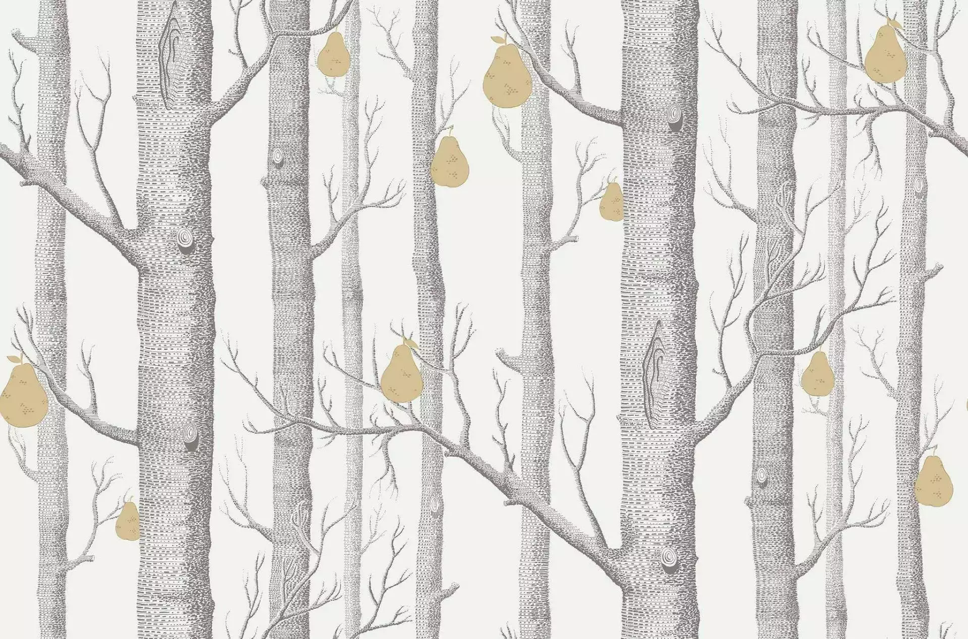 Woods & Pears, col. 32 - Bäume - Obst - Anthrazit - Gold - Weiß - Cole & Son