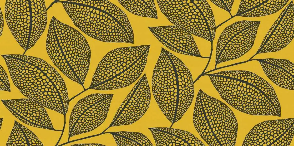 Pebble Leaf, col.04 - Blätter - Anthrazit - Gelb - MissPrint