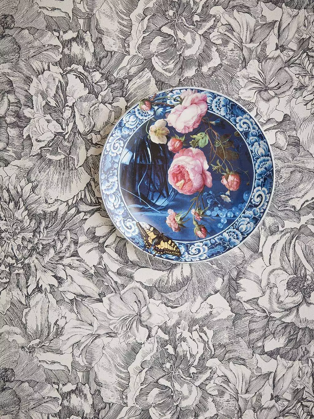 Museum Flowers, col. 40 - Blumen - Anthrazit - Creme - Eijffinger