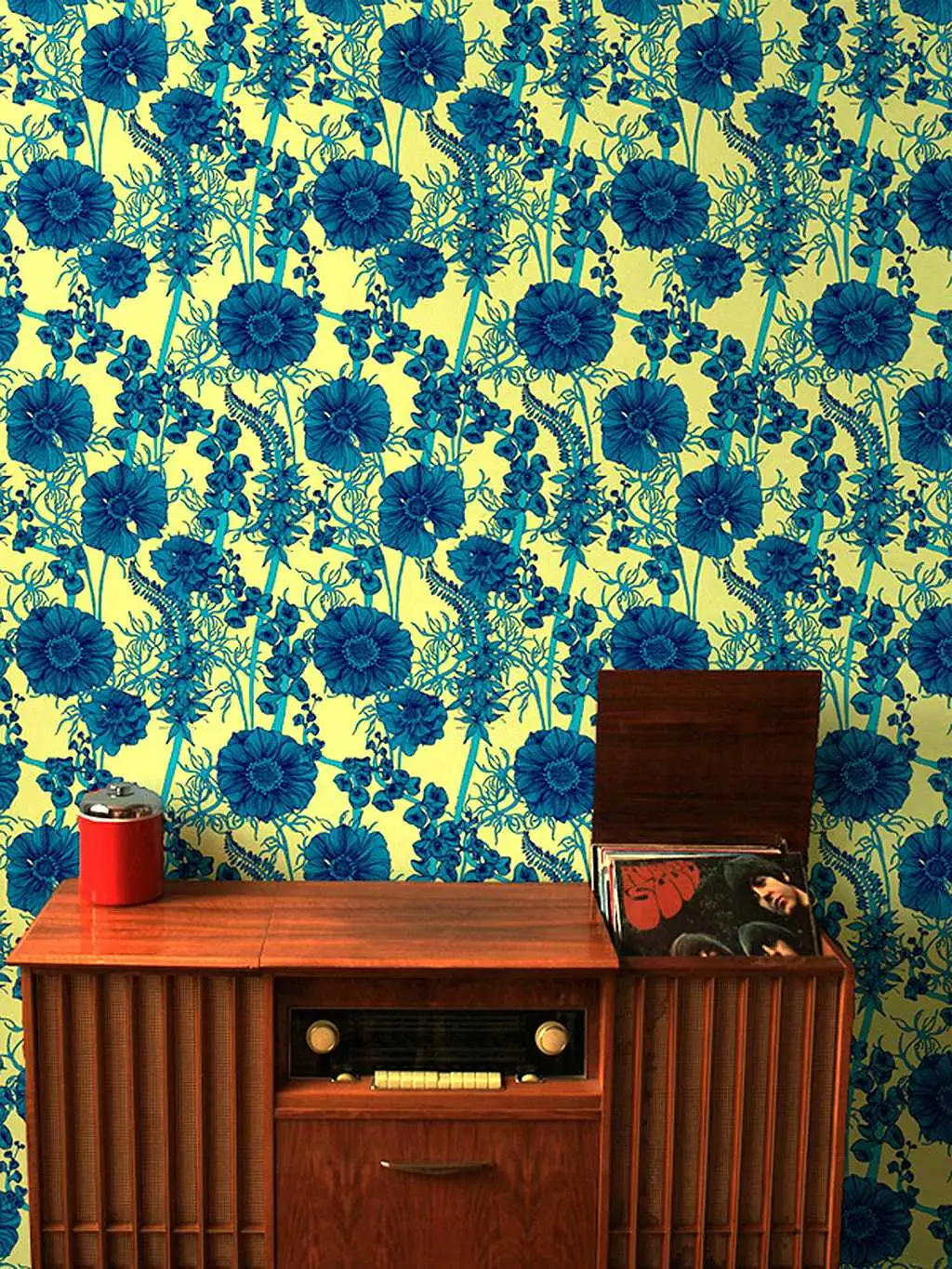 Summer Garden, dark blue - Blumen - Blau - Gelb - Camilla Meijer