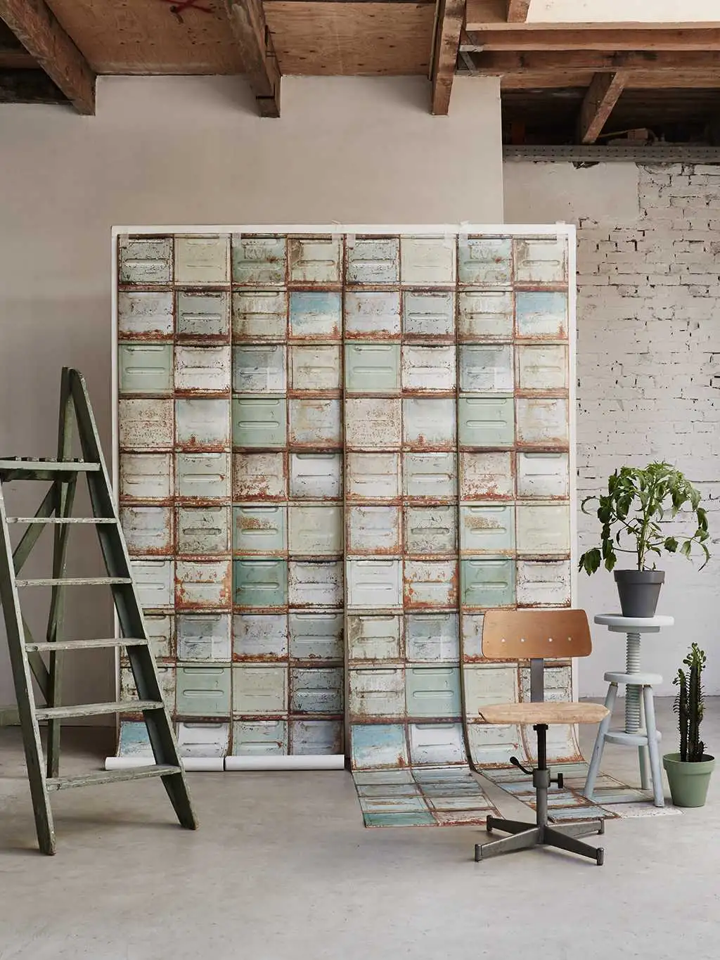 Container Tapete, col.01 - Braun - Grau - Grün - StudioDitte