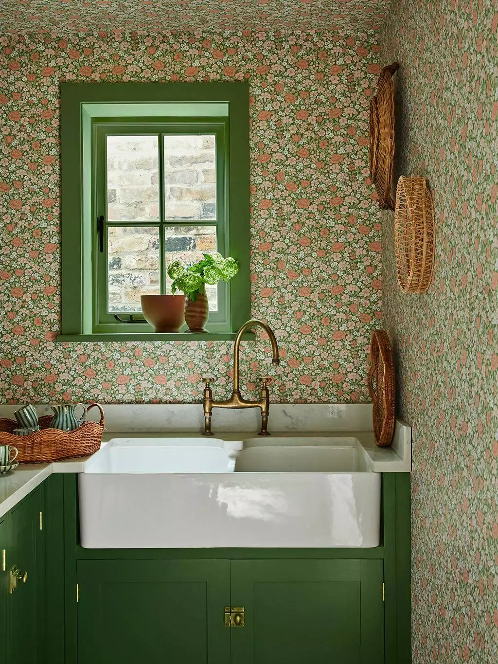 Spring Flowers, Garden - Blumen - Hellgrün - Orange - Rosa - Little Greene