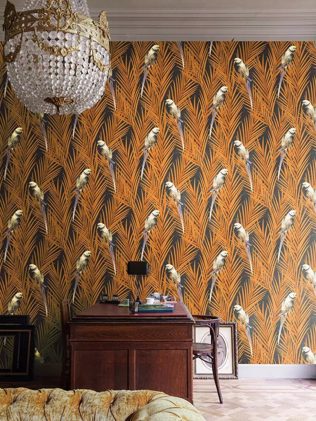 Eden, Mandarin - Blätter - Tapeten mit Vogelmotiven - Tier Tapeten - Multicolor - Masureel