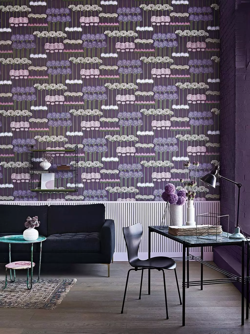 Allium, col. 6 - Blumen - Florale Muster - Streifen - Lila - Cole & Son