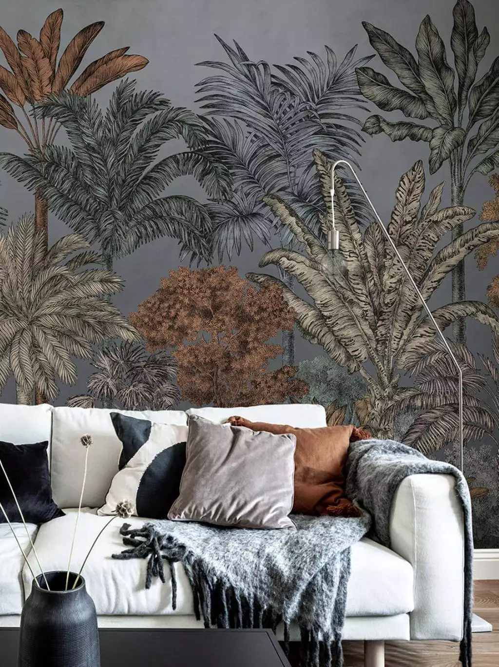 Tropical Bellewood, night - Bäume - Florale Muster - FotoTapeten - Landschaft - Wald - Multicolor - Rebel Walls