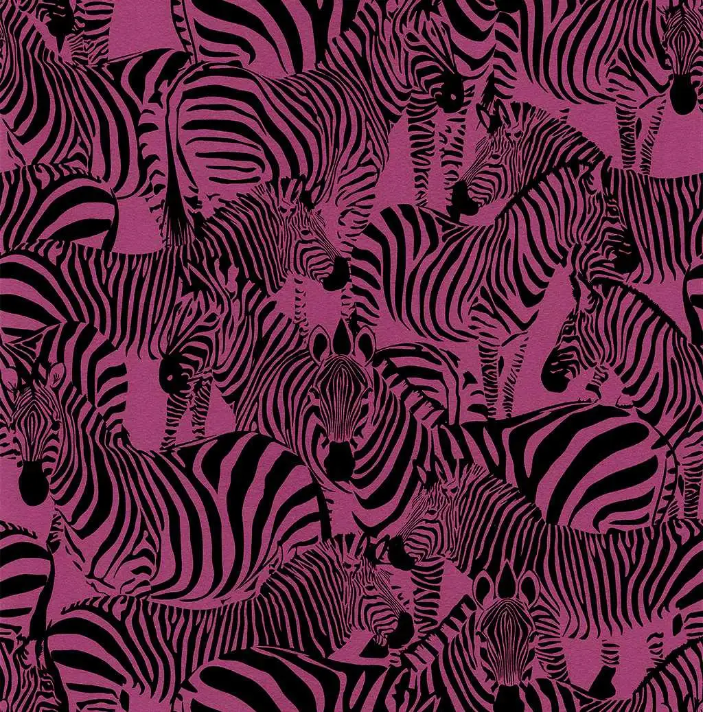 Elfrun, col.05 - Tier Tapeten - Pink - Schwarz - Origin