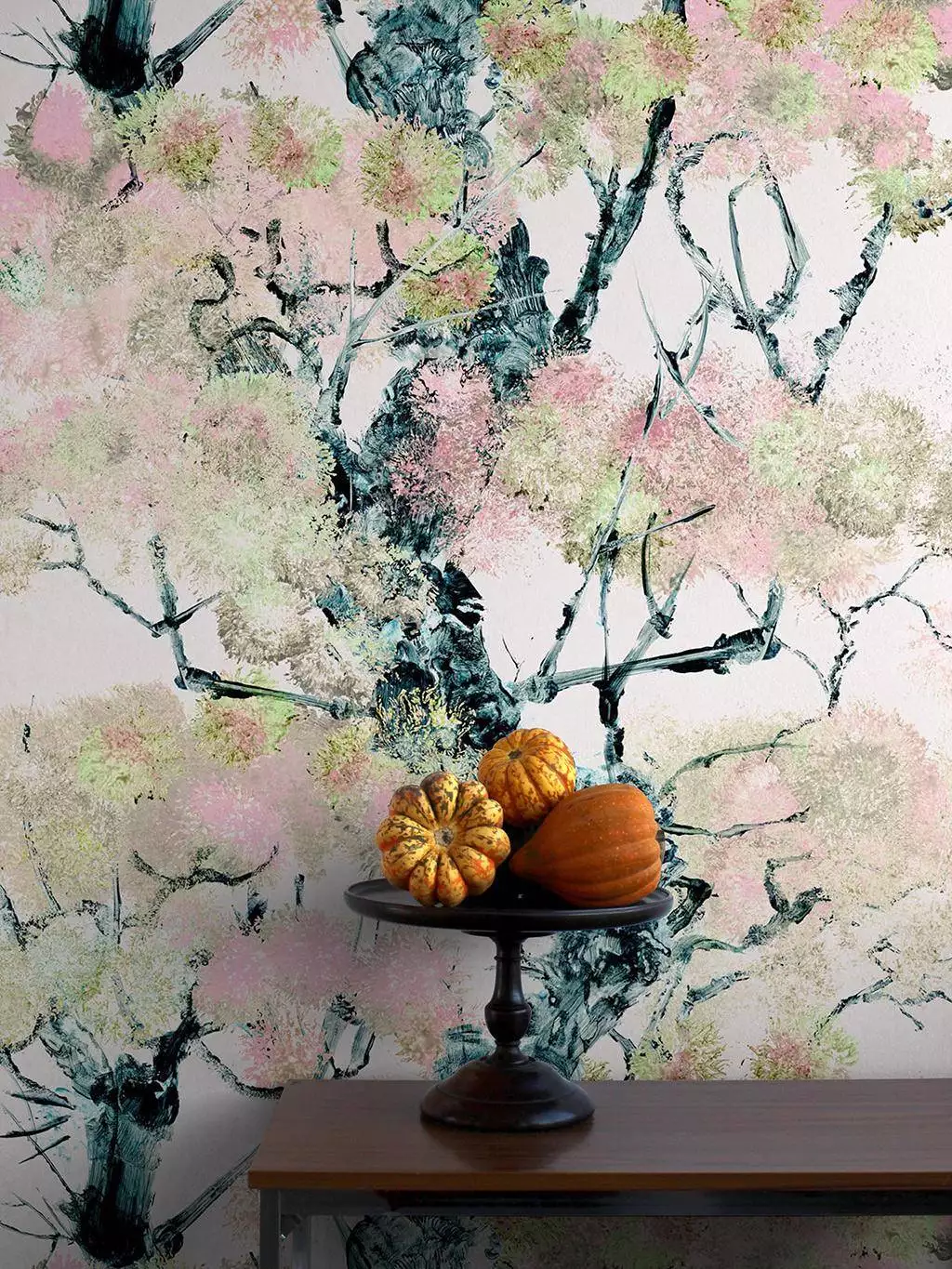 Pinyin Tree Superwide Wallpaper, pink - Blumen - Bäume - Florale Muster - Äste - Rosa - Timorous Beasties