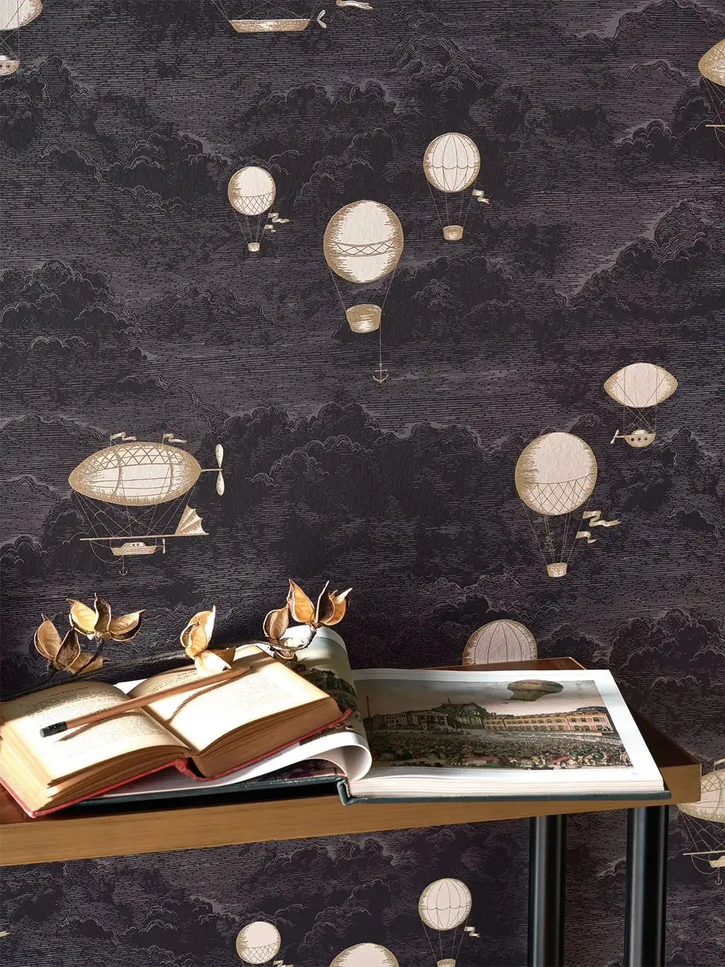 Expedion, col. 07 - Ballons - Anthrazit - Creme - Gold - Casadeco