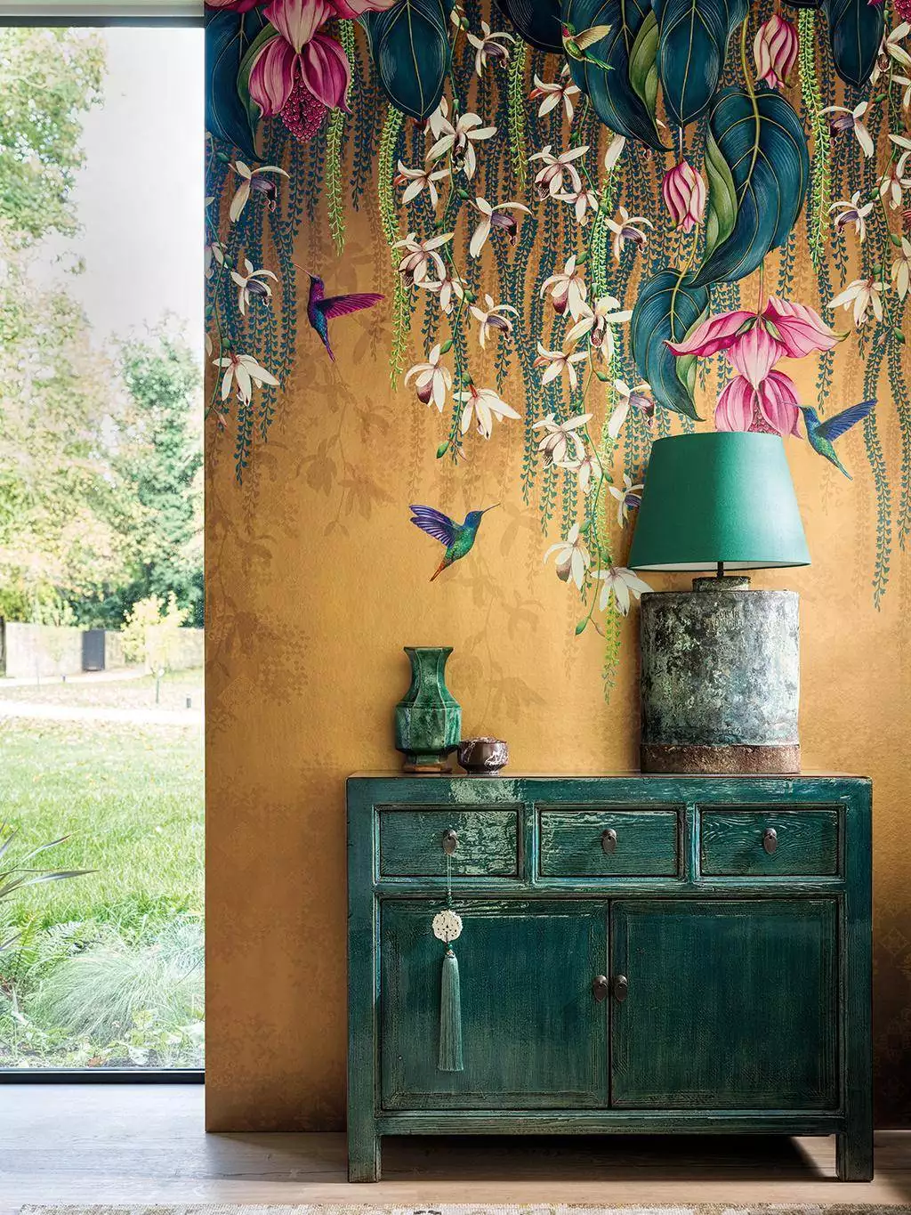 Trailing Orchid, col. 702 - Blumen - Blätter - Fauna - Florale Muster - Tiere - Vögel - Multicolor - Osborne & Little