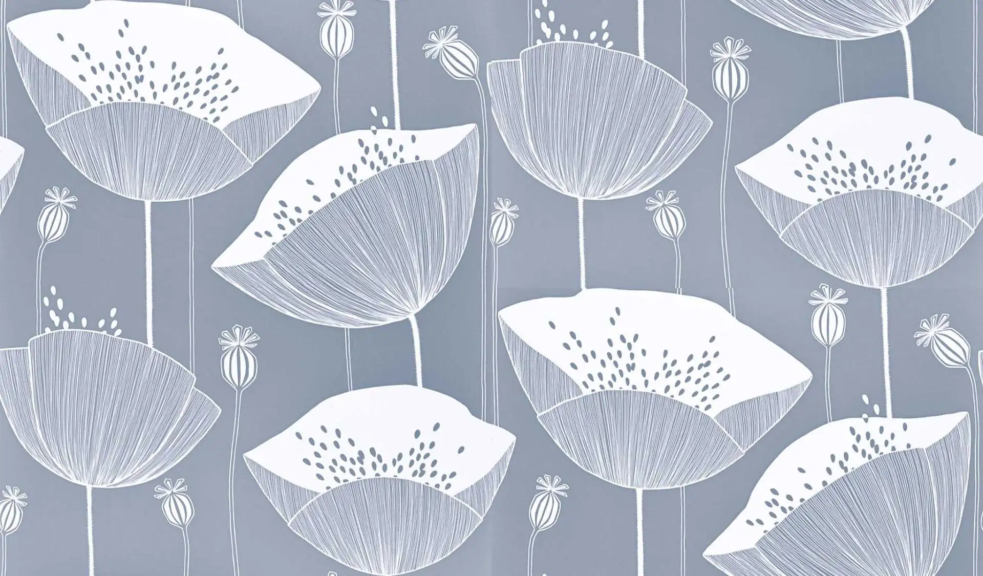 Poppy, col.05 - Blumen - Grau - Weiß - MissPrint