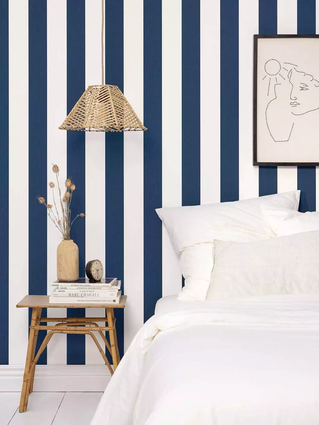 Linen Lines, col. 09 - Streifentapeten - Blau - Weiß - Caselio