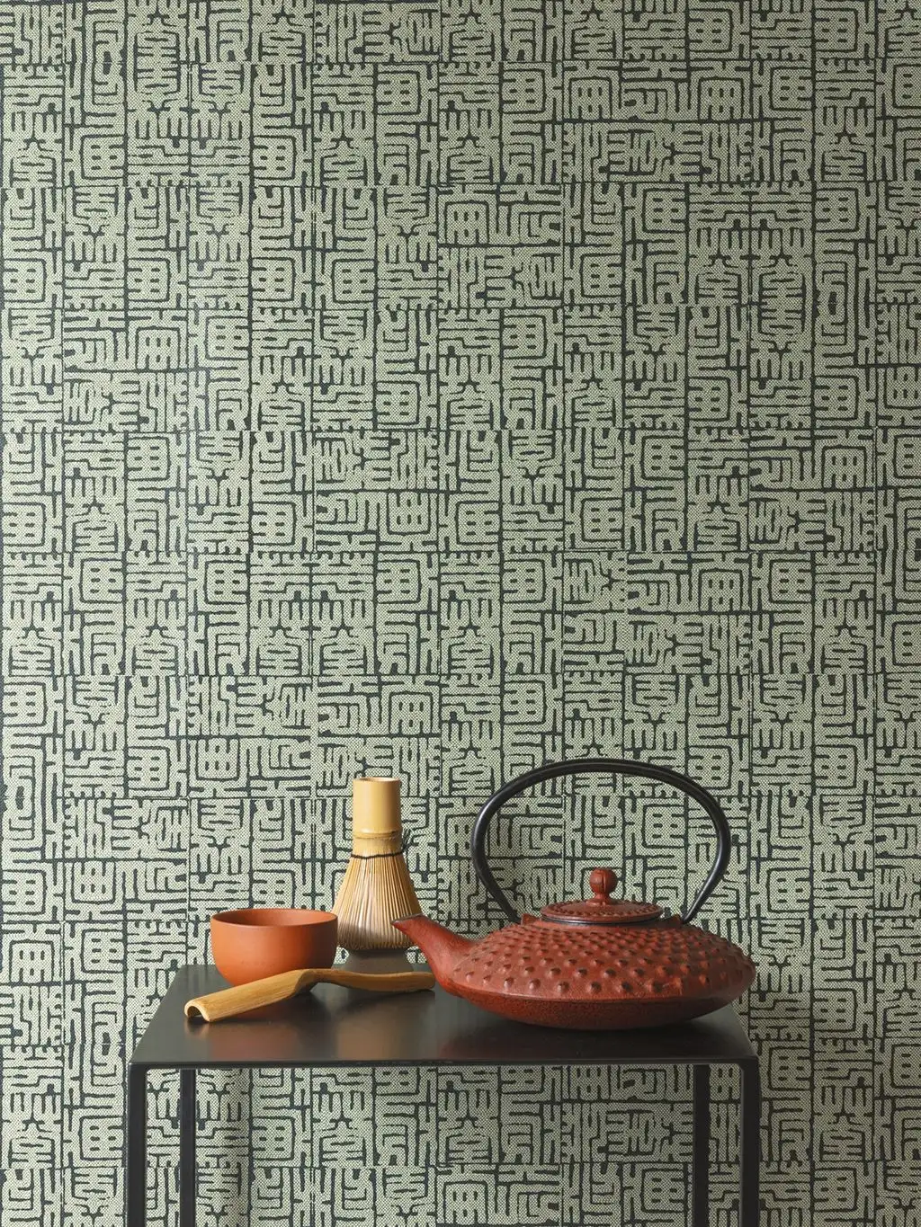 Hoshi, col. 05 - Asia - Graphisch - Anthrazit - Hellgrün - Masureel