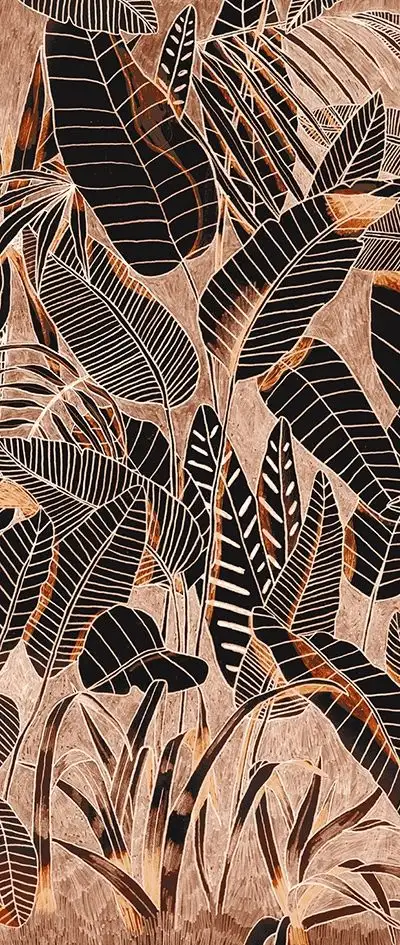 Grafite night, col. 03 - Blätter - Braun - Multicolor - Orange - Masureel