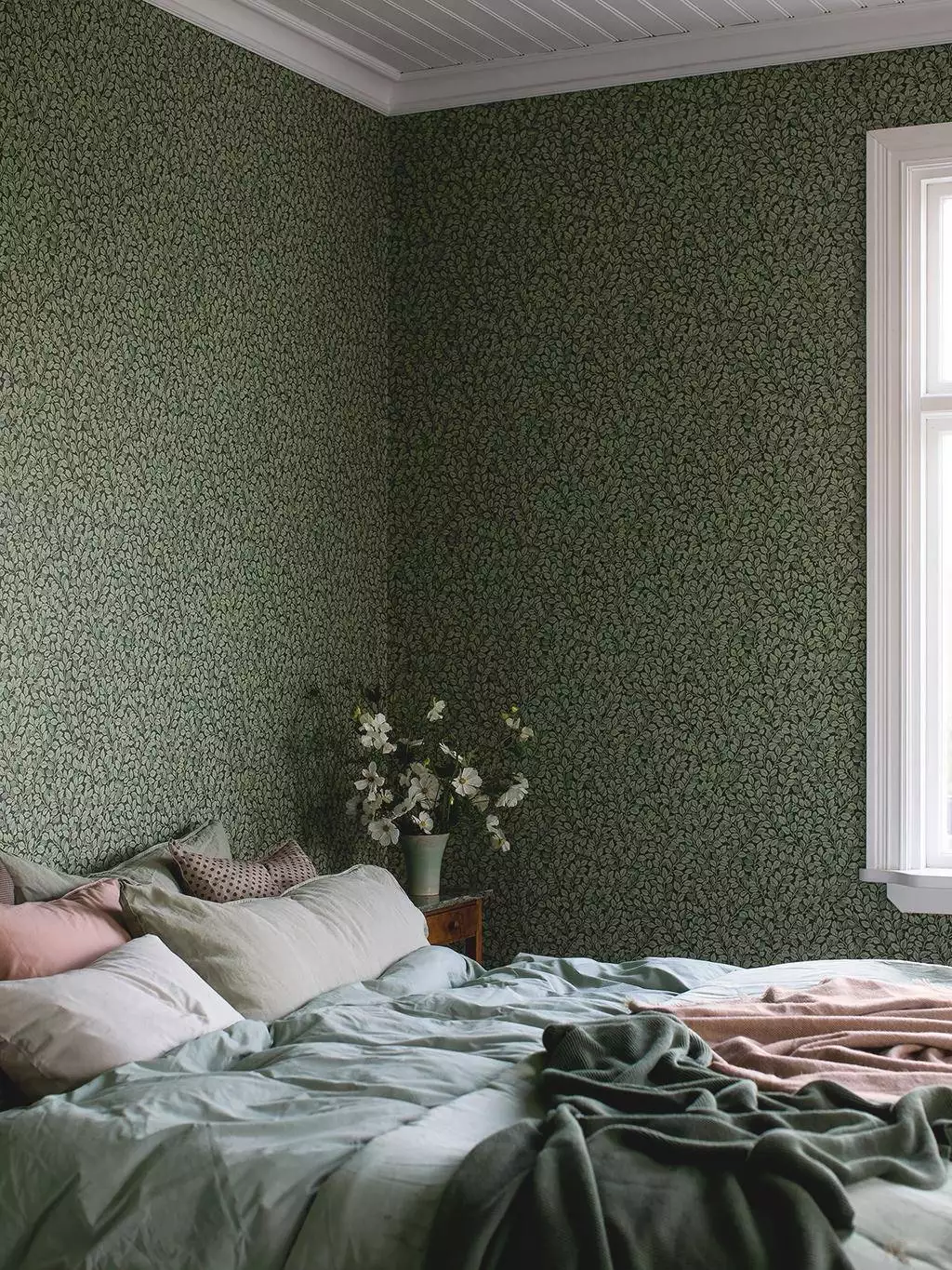 Harzel, col. 3 - Blätter - Äste - Braun - Grün - Schwarz - Borastapeter