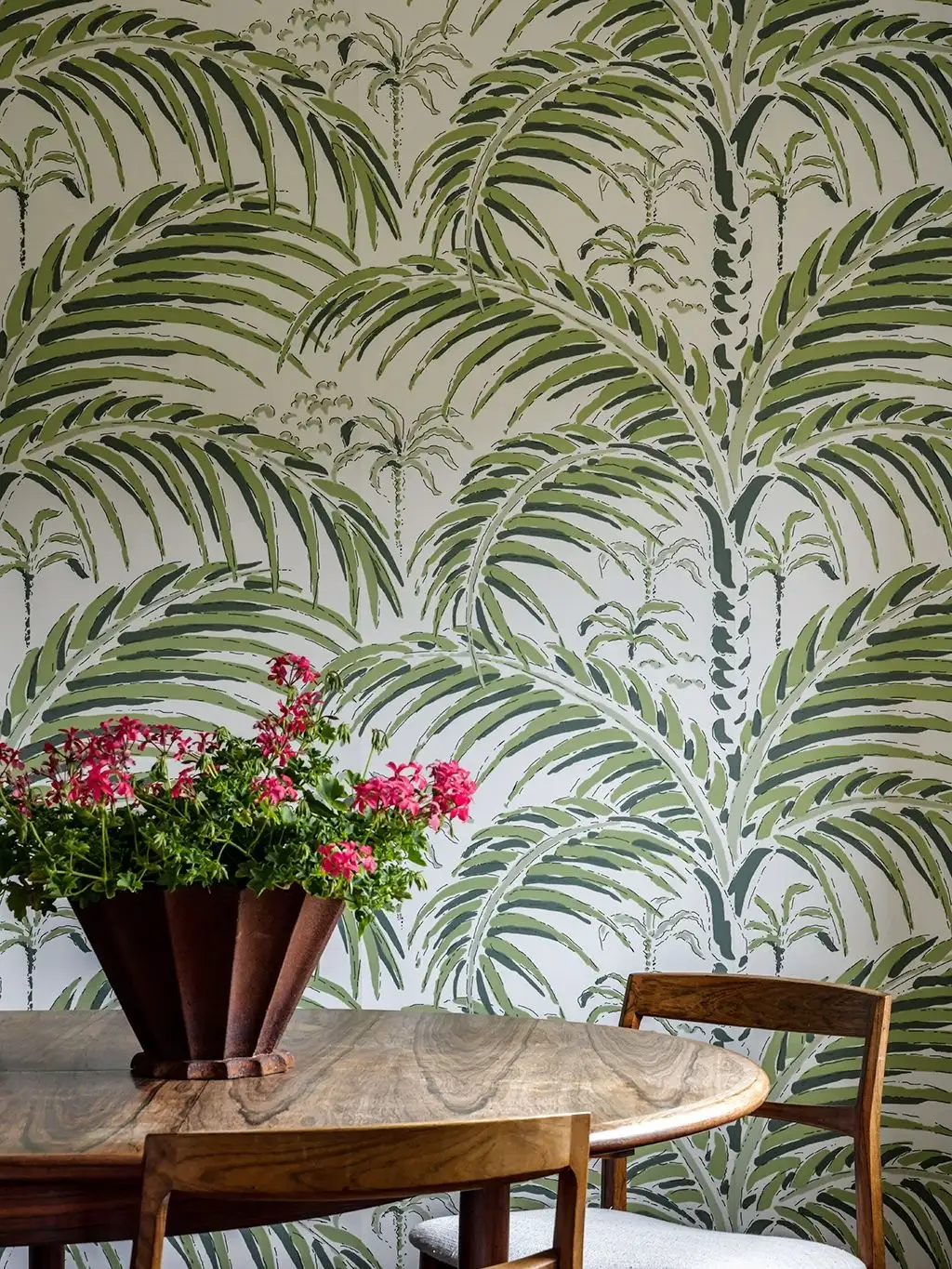 PALM HOUSE MORNING GREEN - Blätter - Bäume - Creme - Grün - LÅNGELID / VON BRÖMSSEN