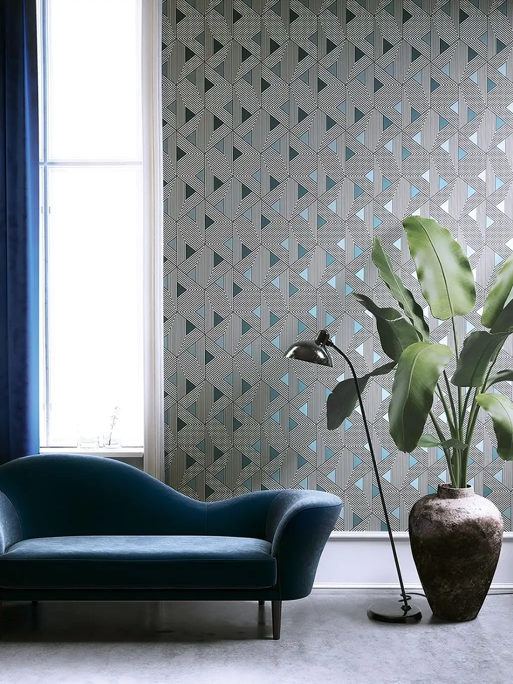 Ferro, col. 7 - Graphisch - Petrol - Schwarz - Weiß - Masureel