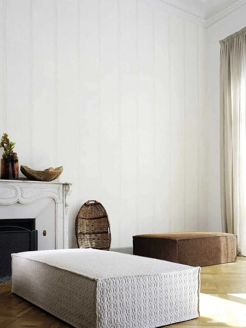 Sari, col.01 - Stofftapeten - Streifentapeten - Streifentapeten: - Grau - Weiß - Èlitis