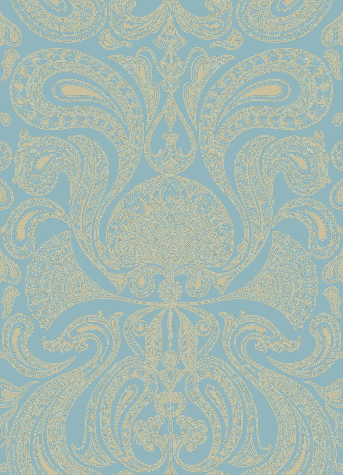 Malabar, col. 01 - Ornamente - Paisley - Gold - Türkis - Cole & Son