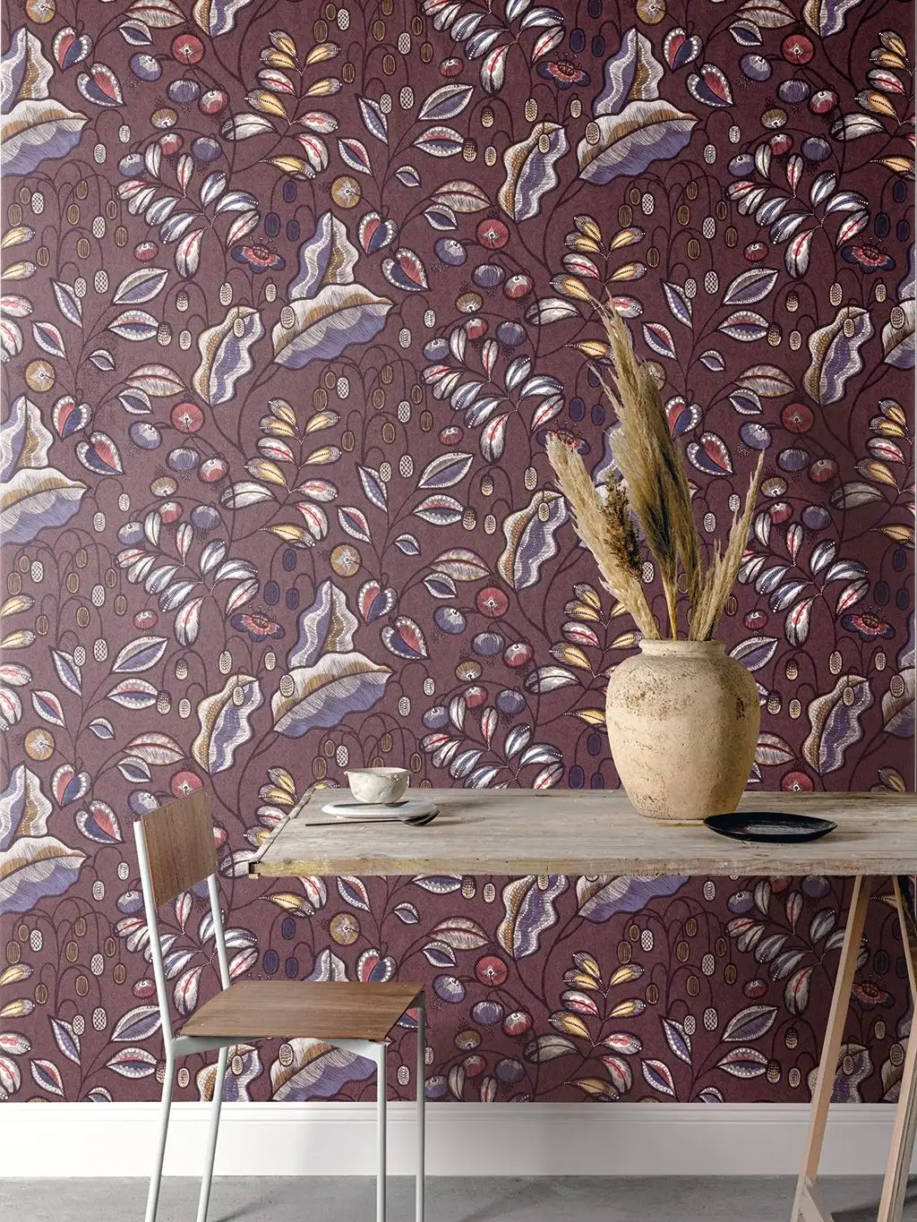 BAHIA SUNSET - Blumen - Blätter - Blau - Braun - Gelb - Schwarz - Weiß - Masureel