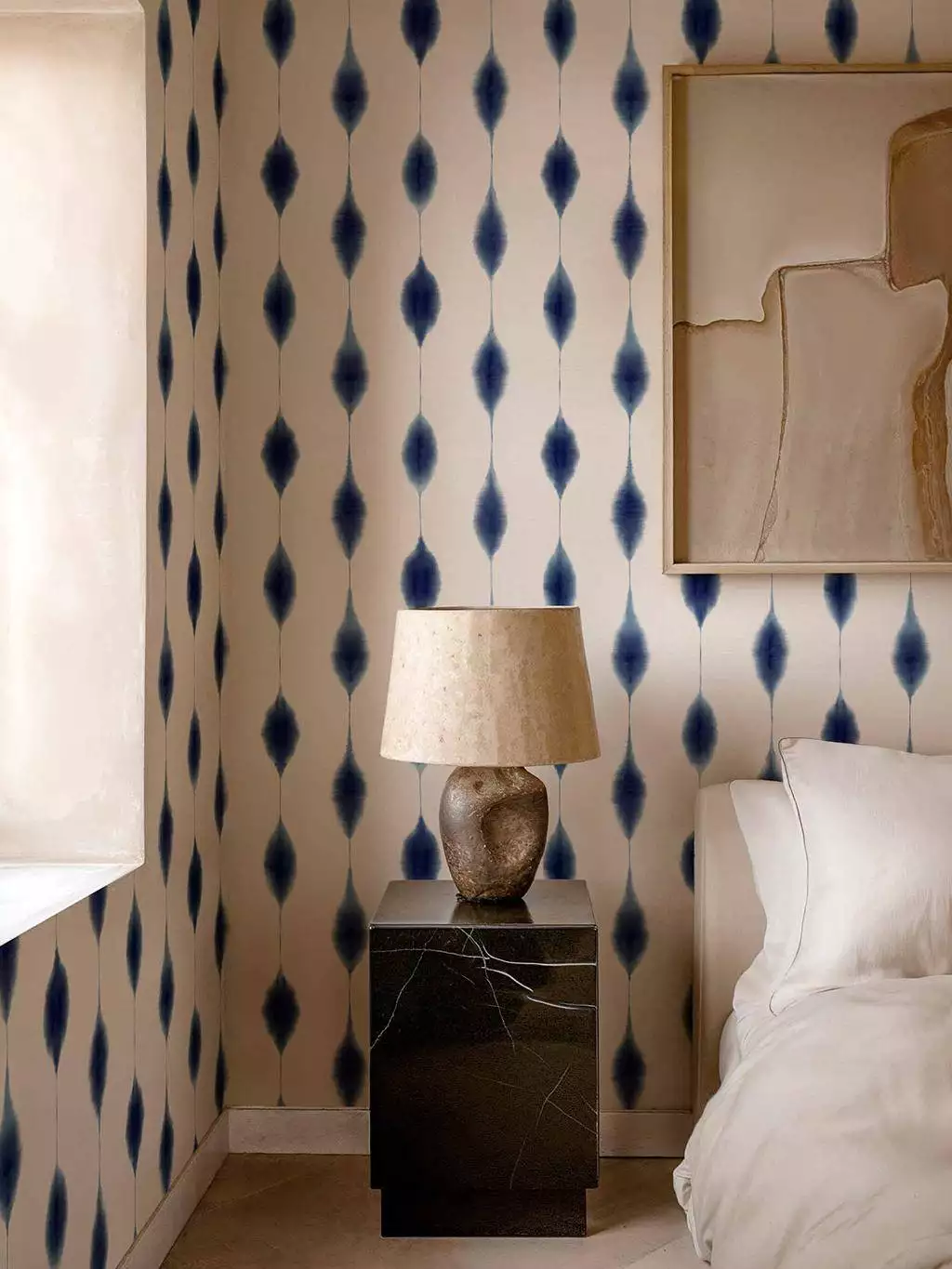 Kumo, indigo - Aquarell - Rauten - Streifen - Blau - COORDONNÈ