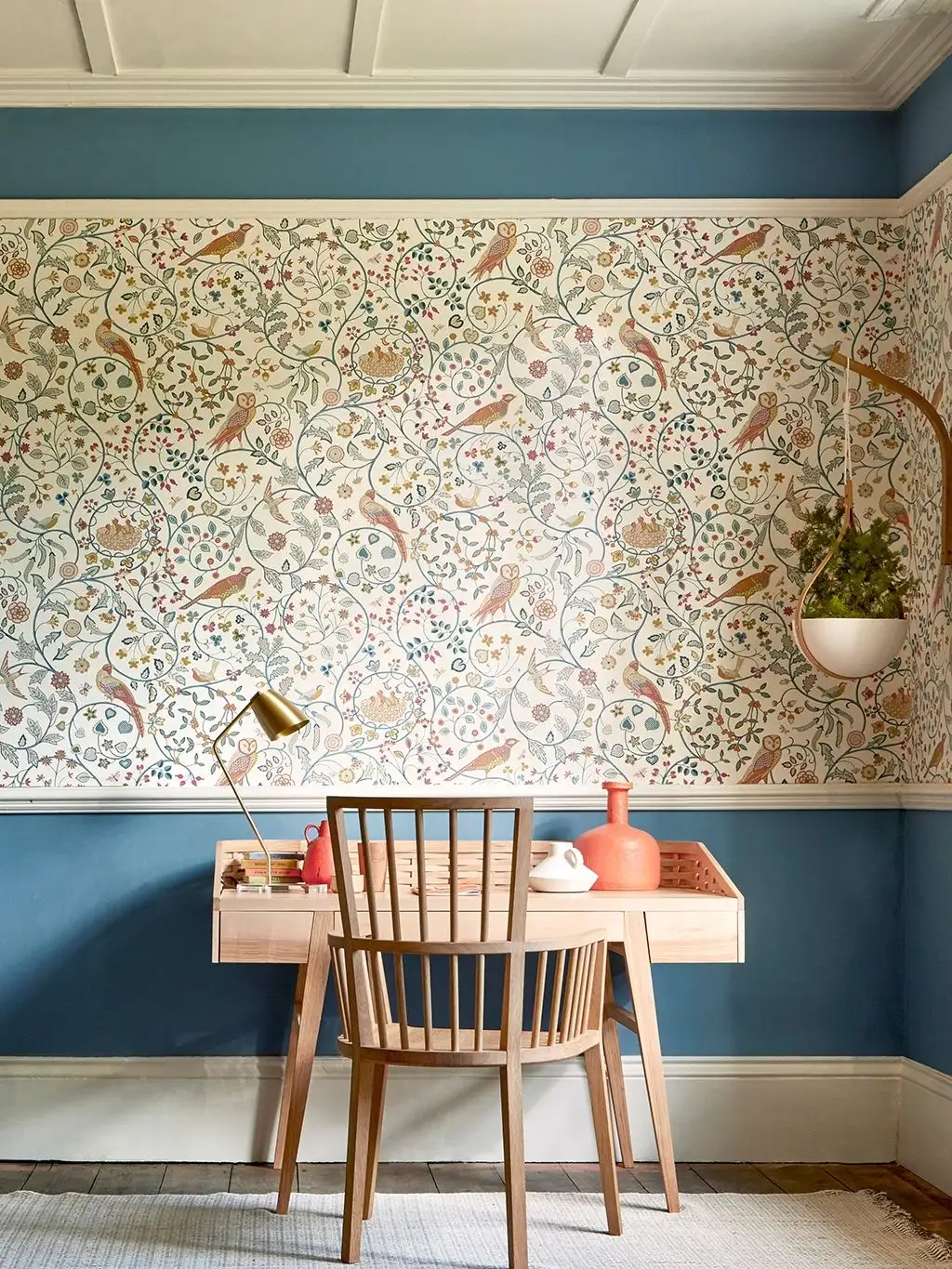 NEWILL INDIGO SAFFRON - Blumen - Blätter - Früchte - Tapeten mit Vogelmotiven - Tier Tapeten - Multicolor - Morris & CO