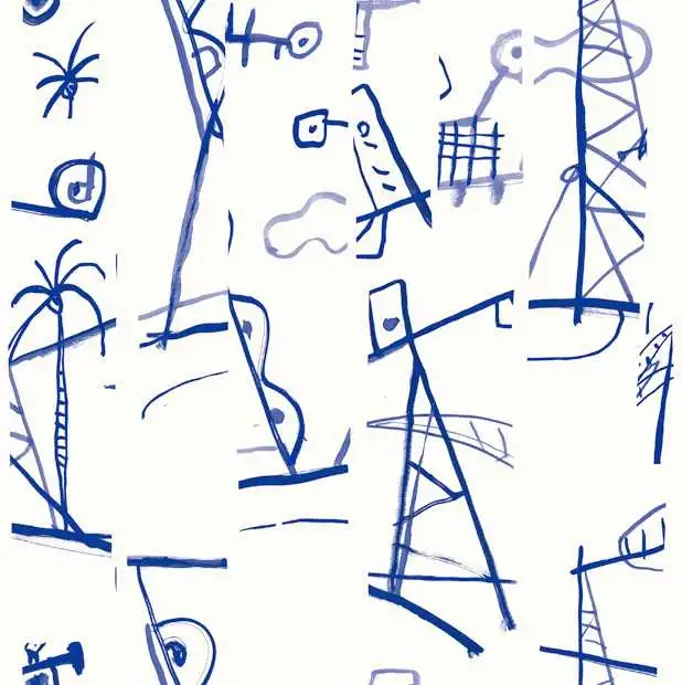 L.A. Palmeras, col.03 - Figuren - Zeichnungen - Blau - Weiß - Tres Tintas