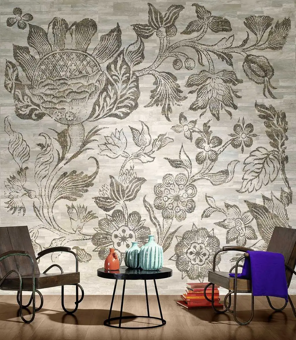 Bahia Blanca - Blumen - Fliesen - Kachel &amp - Anthrazit - Braun - Creme - Hellbraun - Èlitis