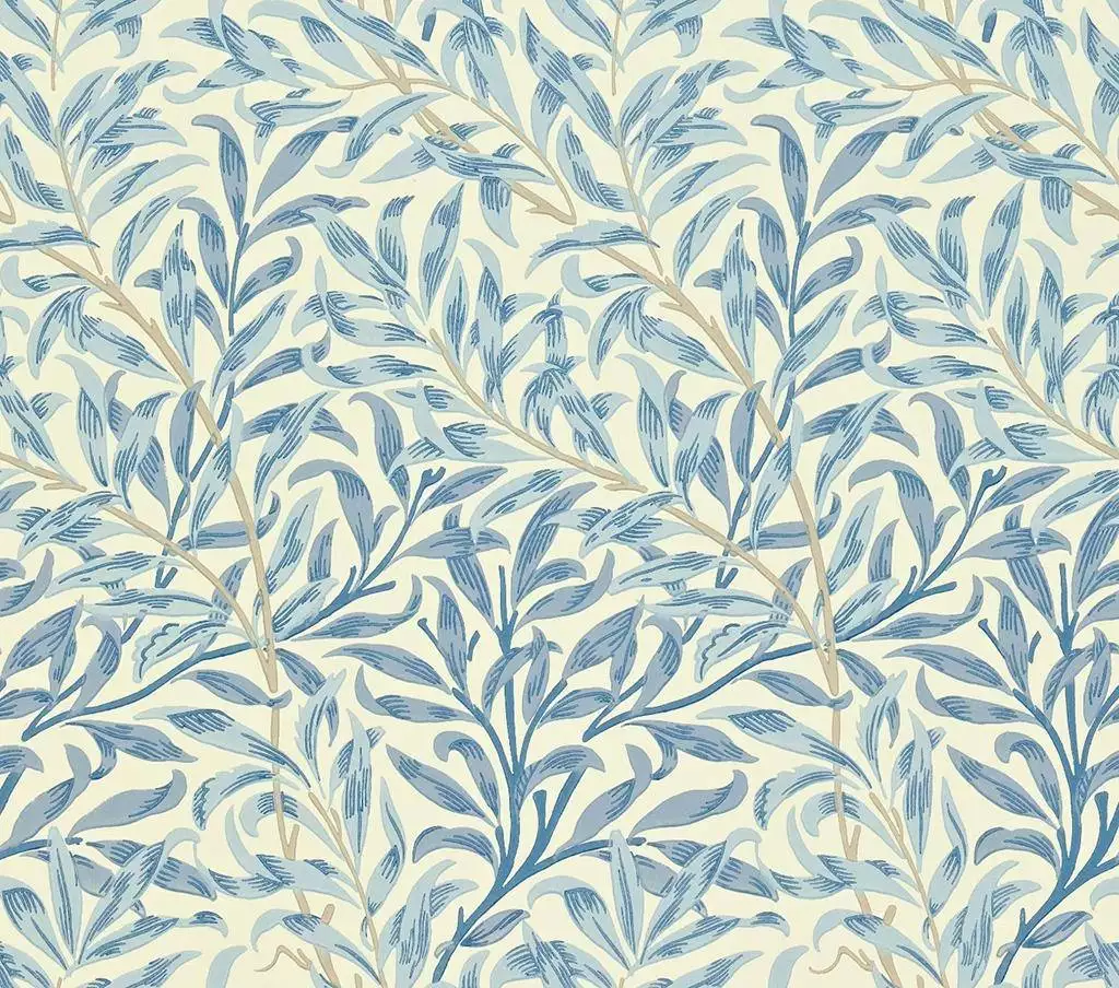 Willow Boughs Blue - Blätter - Creme - Hellblau - Hellbraun - Morris & CO