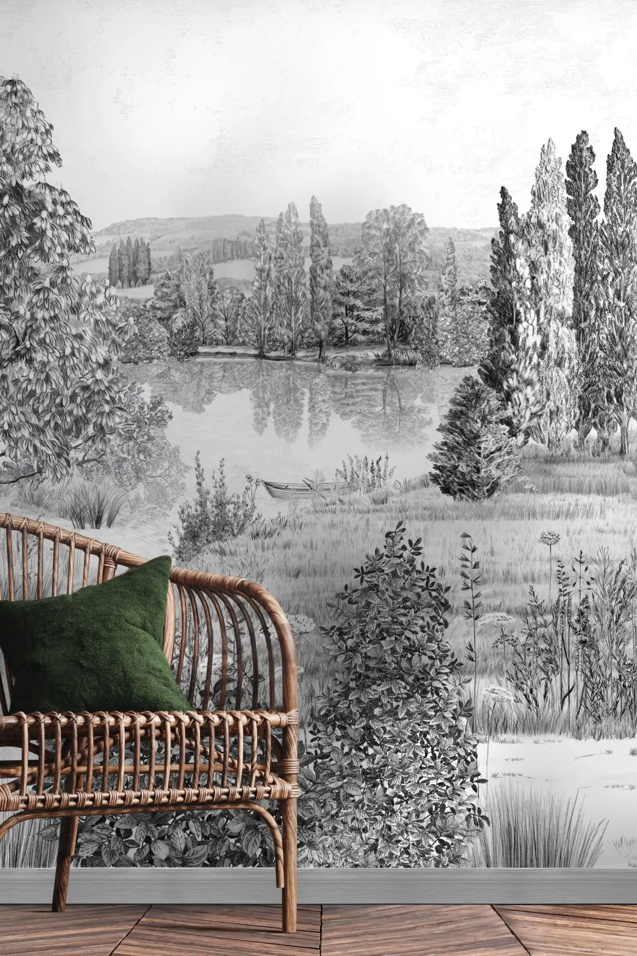 Campagne, Grisaille - Bäume - Landschaft - Schwarz und Weiß - Isidore Leroy