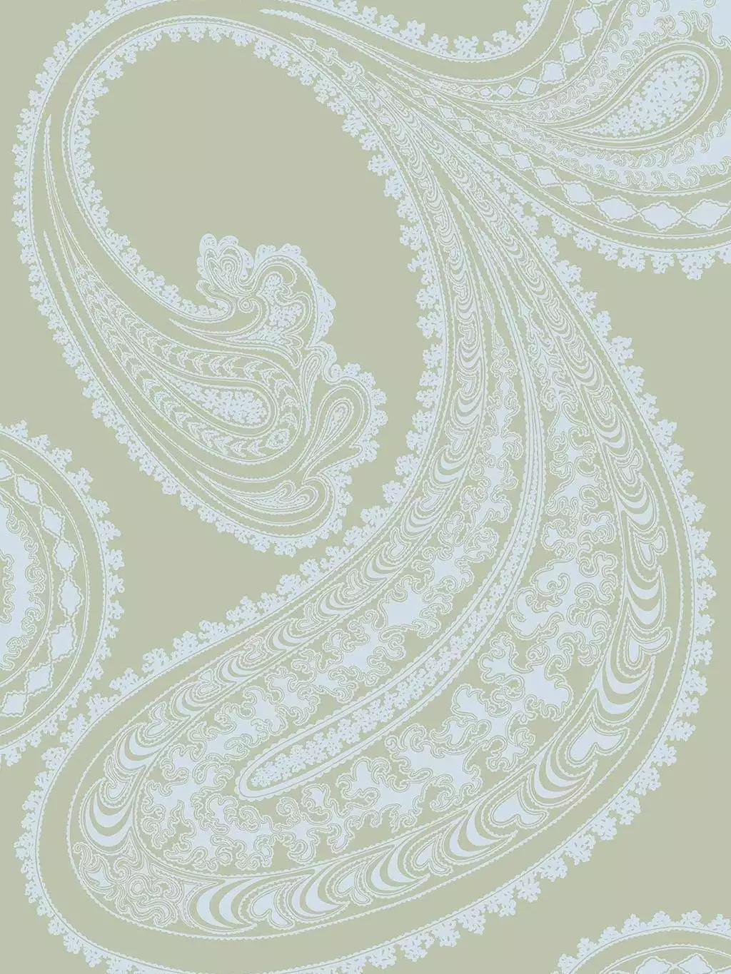 Rajapur, col. 1 - Grau - Grün - Moderne Muster - Opulenz - Orientalisch - Ornamente - Ornamente Tapeten - Paisley - Paisley Tapeten - Vlies - Grau - Grün - Cole & Son