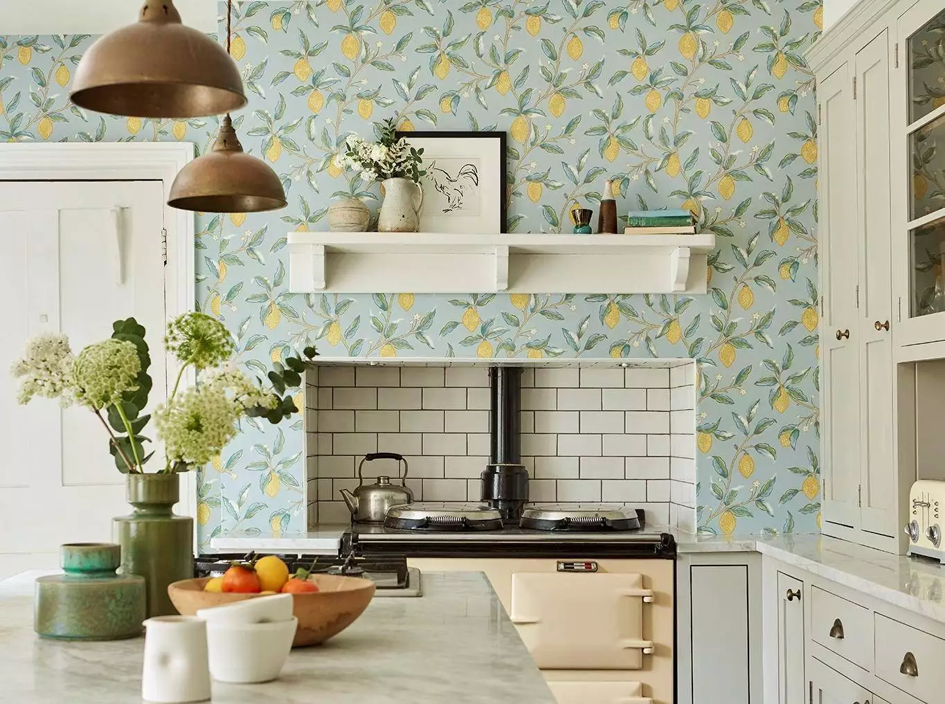 Lemon Tree, Wedgewood - Blumen - Blätter - Früchte - Gelb - Hellblau - Hellbraun - Hellgrün - Weiß - Morris & CO