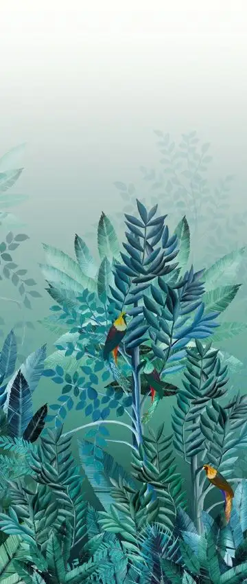 Tribute Jungle, col. 1 - Blätter - Bäume - Landschaft - Tapeten mit Vogelmotiven - Tier Tapeten - Multicolor - Masureel