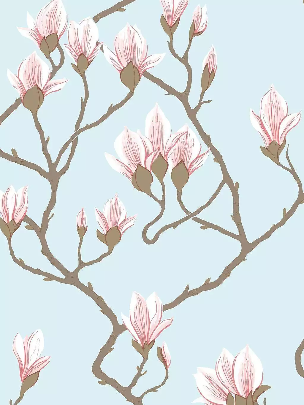 Magnolia, col. 11 - Blumen - Braun - Hellblau - Rosa - Cole & Son