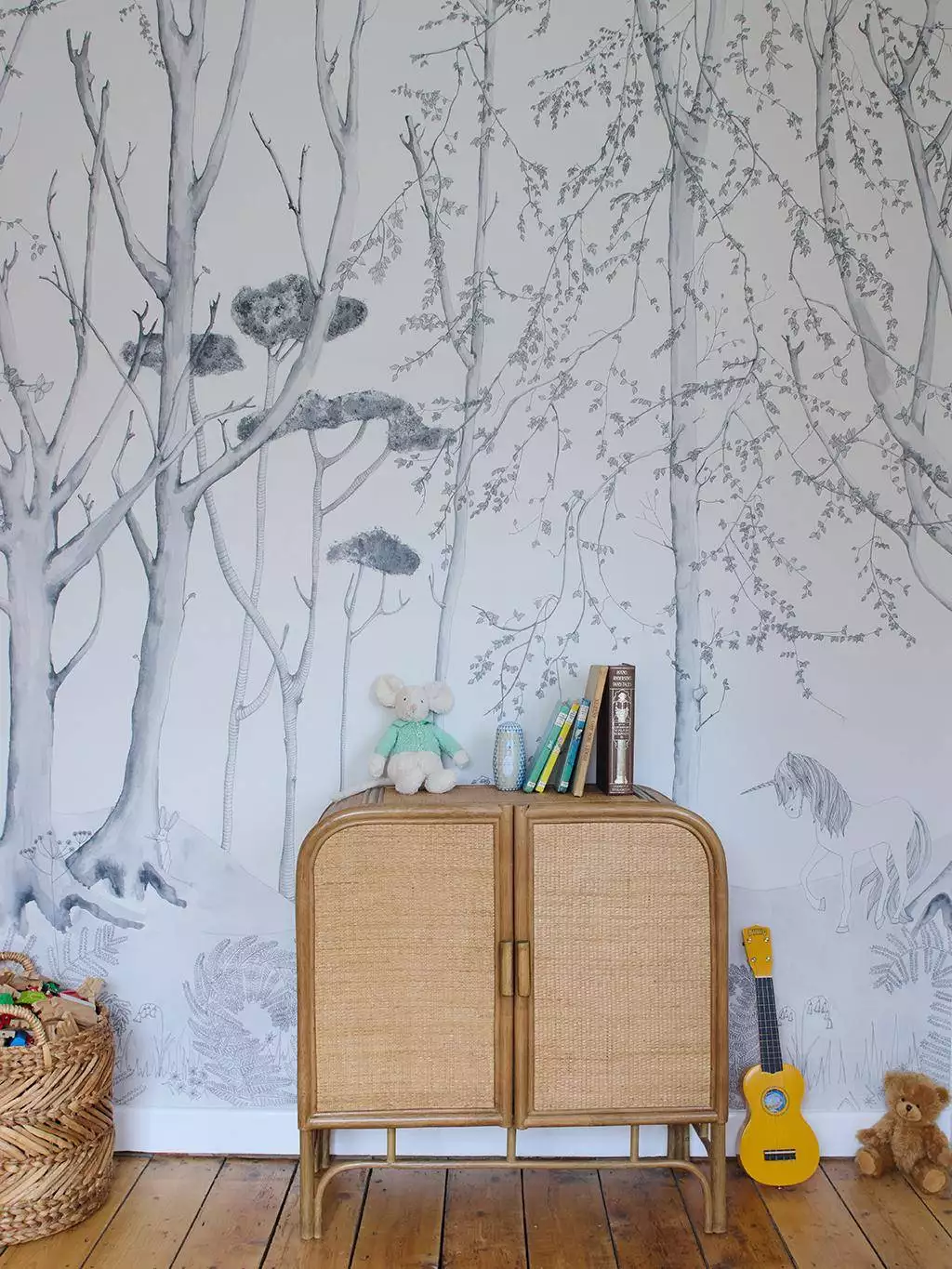 Legend, ink - Bäume - Florale Muster - FotoTapeten - Märchen - Wald - Anthrazit - Creme - Abigail Edwards