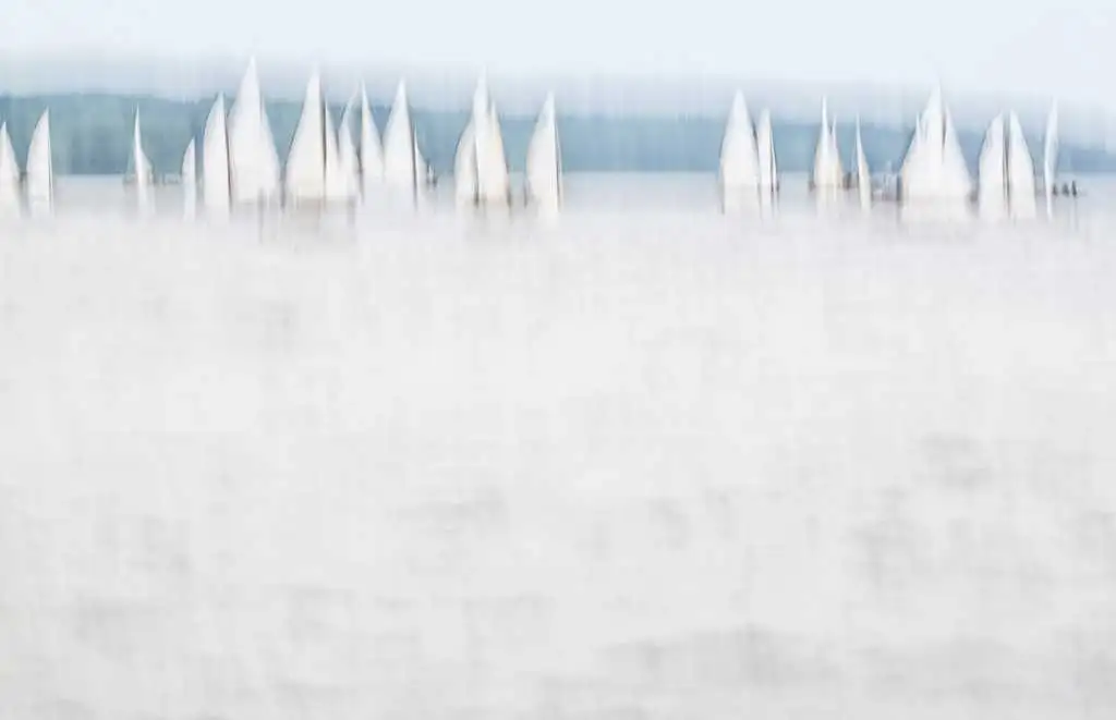 Regatta - Farbverlauf - Schiffe - Wolken - Grau - Mint - Petrol - Weiß - Carlos