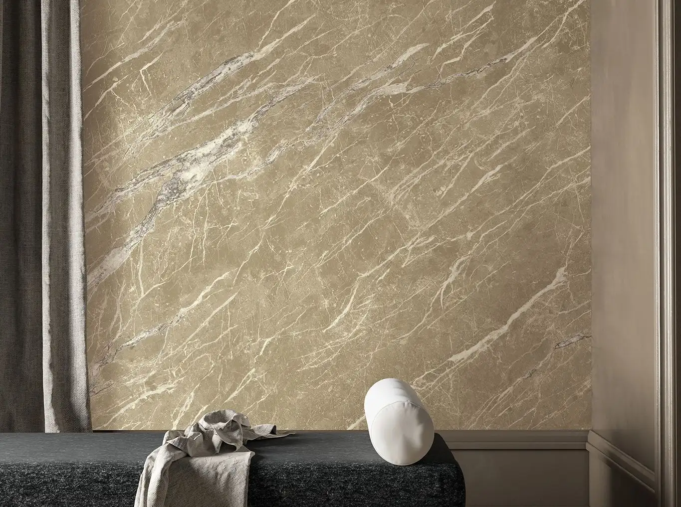 Marcuina taupe, col. 01 - Marmor - Steinoptik - Creme - Masureel