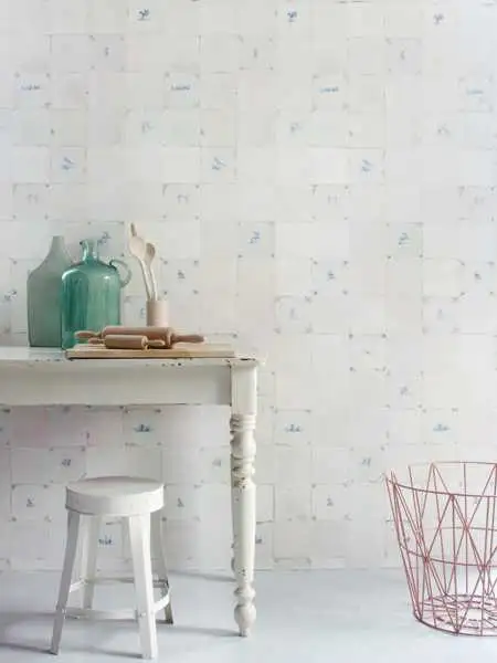 Kacheltapete - Fliesen - Kachel &amp - Blau - Creme - Weiß - StudioDitte