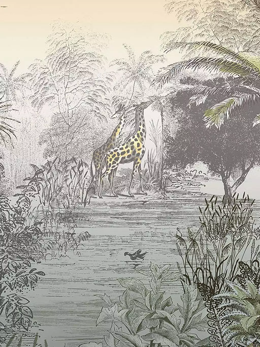 Giraffe into the wild - Blätter - Bäume - Landschaft - Tier Tapeten - Multicolor - Eijffinger