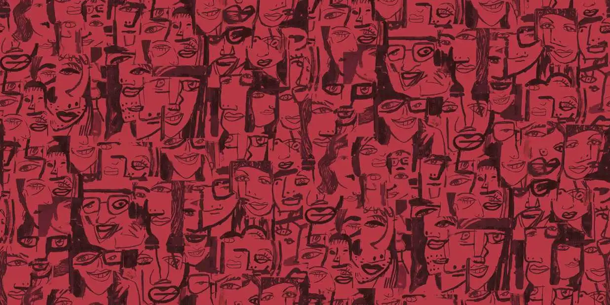 Caras Tres, col.03 - Gesichter - Zeichnungen - Anthrazit - Pink - Tres Tintas