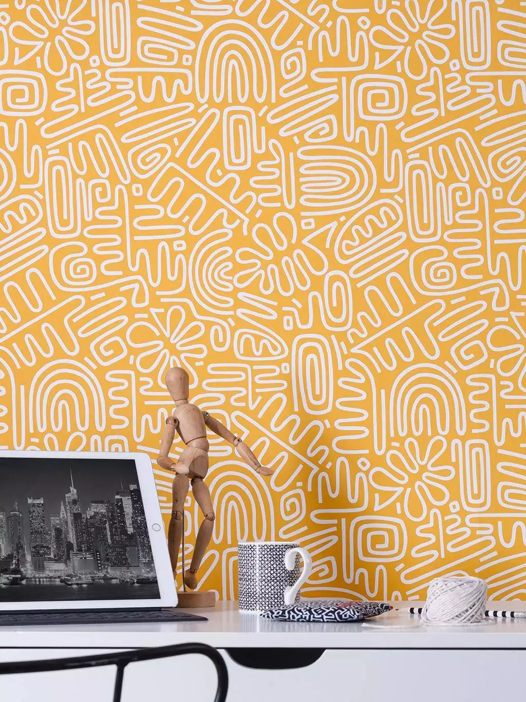 Nazca Desert - Grafische Muster - Moderne Muster - Creme - Gelb - MissPrint