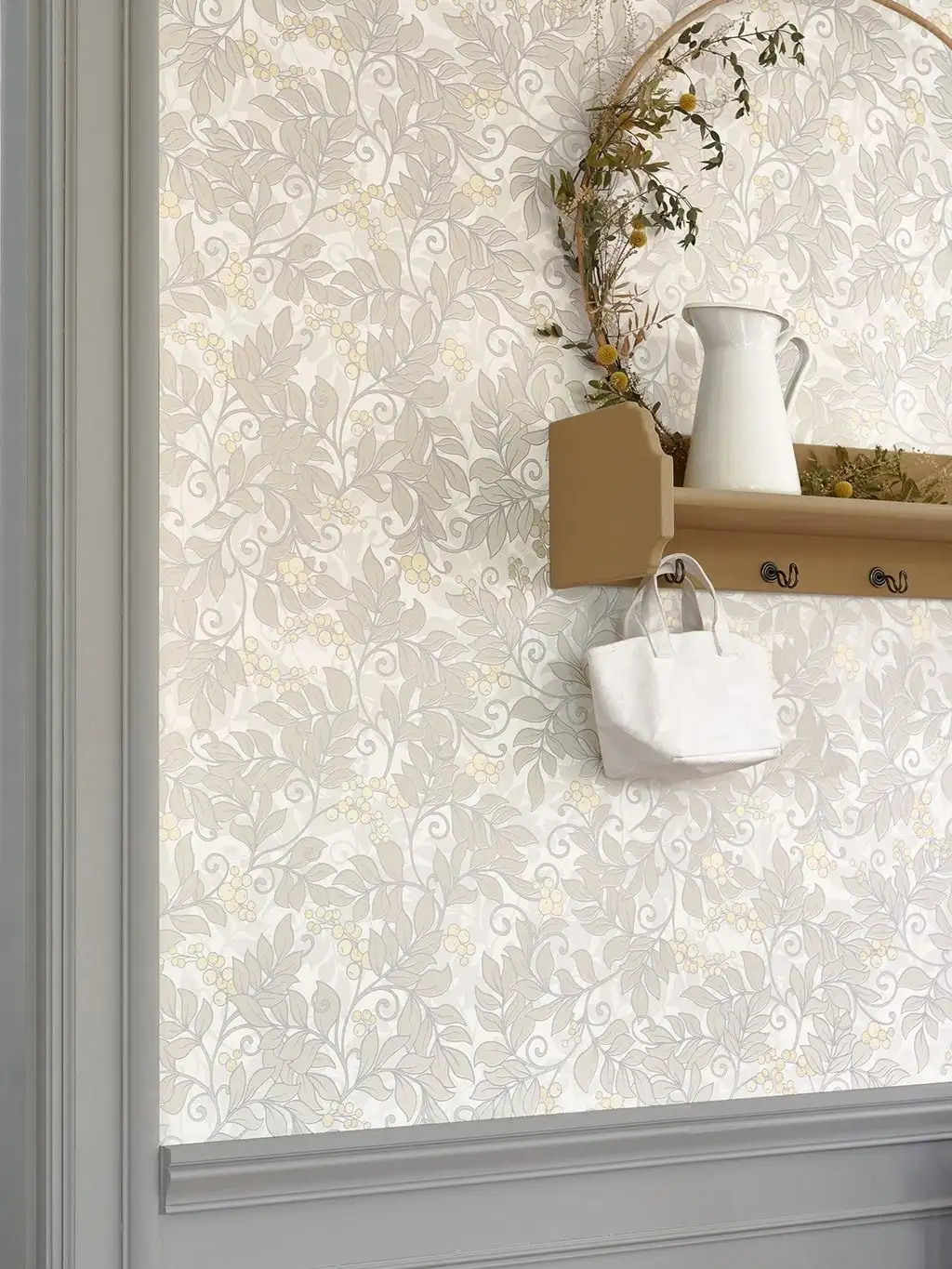 Symphorine, col. 08 - Blätter - Früchte - Gold - Grau - Silber - Weiß - Casadeco