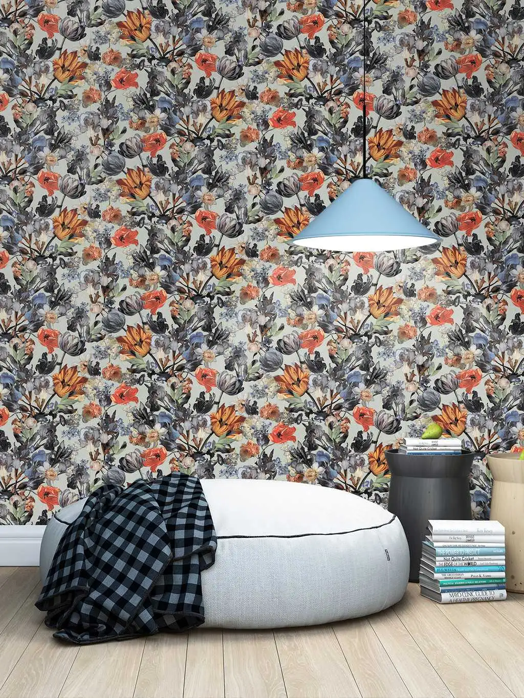 Nausika, col.13 - Blumen - Blau - Grau - Grün - Mint - Orange - Eijffinger