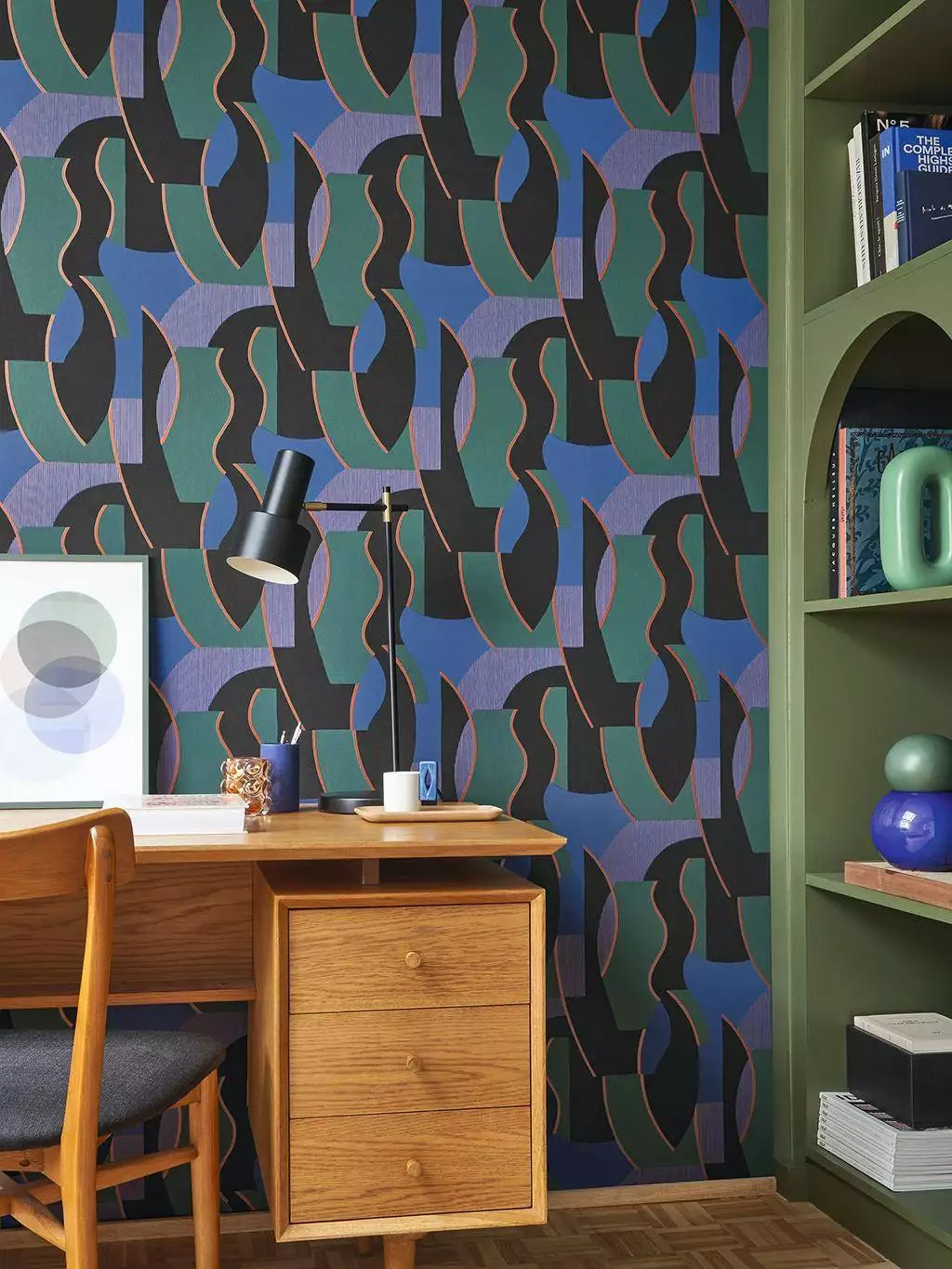 Concept Encre, Emeraude - Grafische Muster - Retro Muster - Sixties - Multicolor - Casadeco