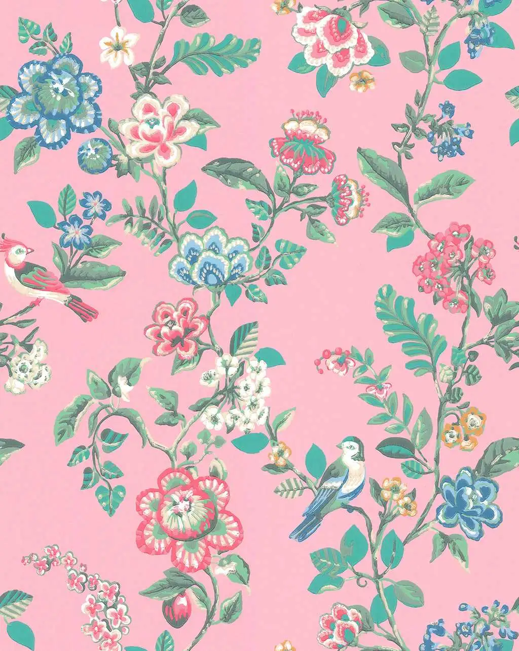 Botanical Print, col.03 - Blätter - Tapeten mit Vogelmotiven - Multicolor - Rosa - Pip Studio