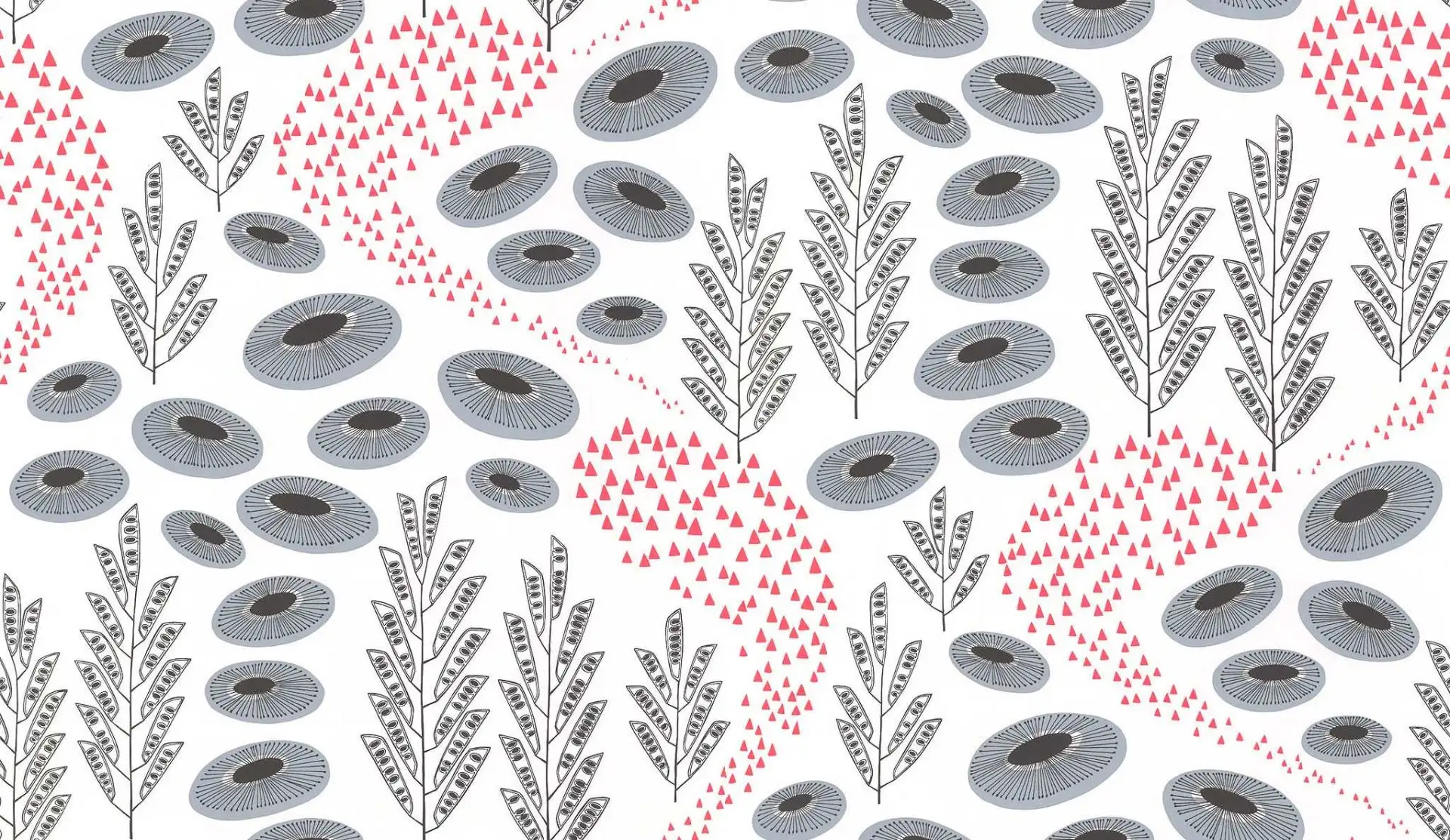 Navajo, col.03 - Blätter - Dreiecke - Anthrazit - Rot - Schwarz - Weiß - MissPrint