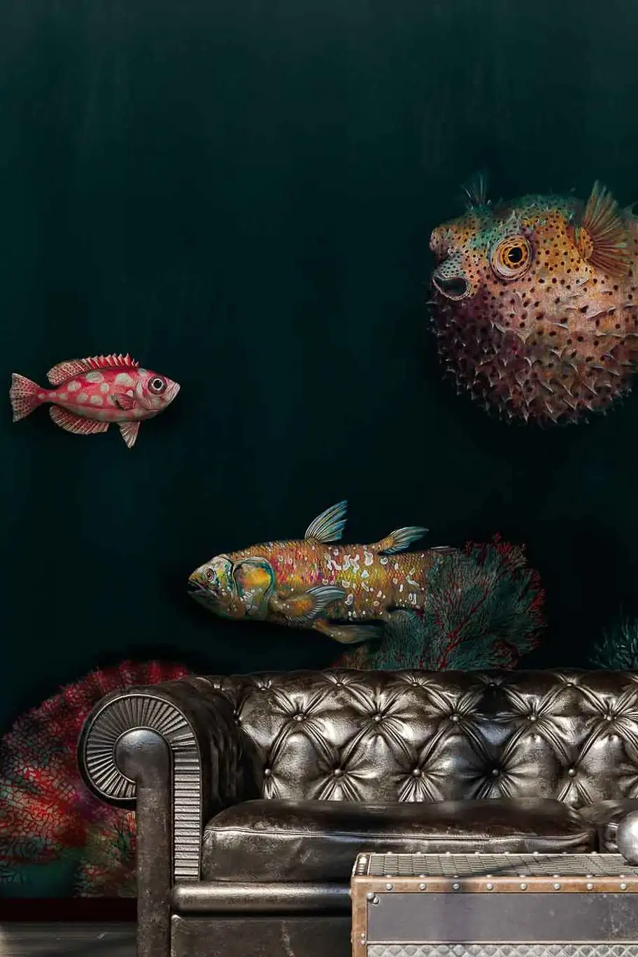 Deep Ocean Atlantic - Fische - Tier Tapeten - Tiere - Unterwasserwelt - Grün - Multicolor - COORDONNÈ