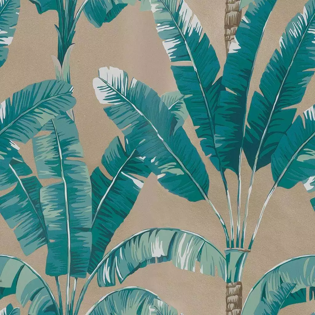 Palmaria, col. 4 - Blätter - Creme - Grün - Hellblau - Osborne & Little