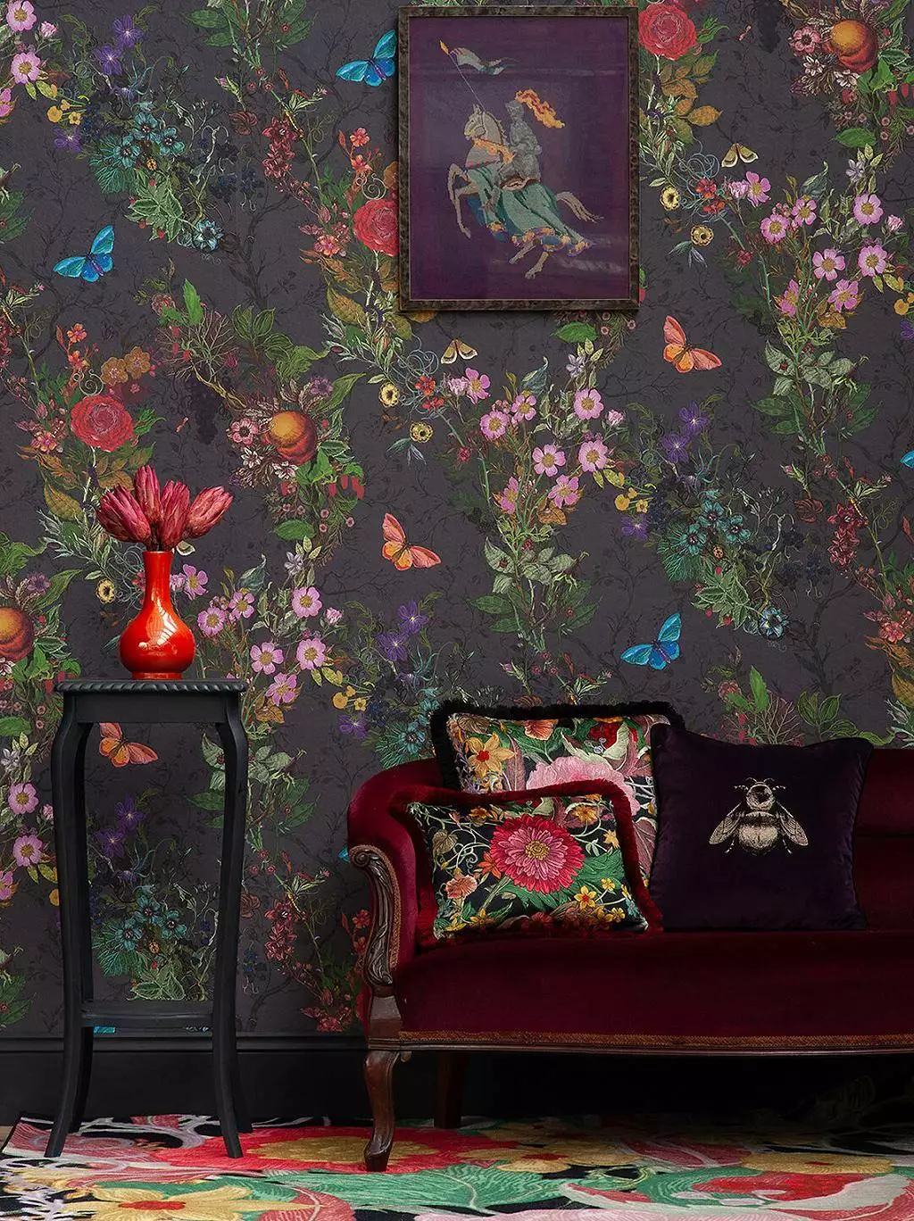 Bloomsbury Garden Wallpaper - Blumen - Blätter - Fauna - Florale Muster - Tiere - Multicolor - Timorous Beasties