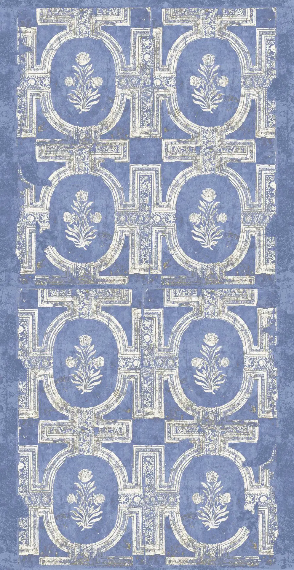 Victor, col.02 - Ornamente Tapeten - Patina - Steinoptik - Blau - Grau - Hellblau - Weiß - TapetenAgentur