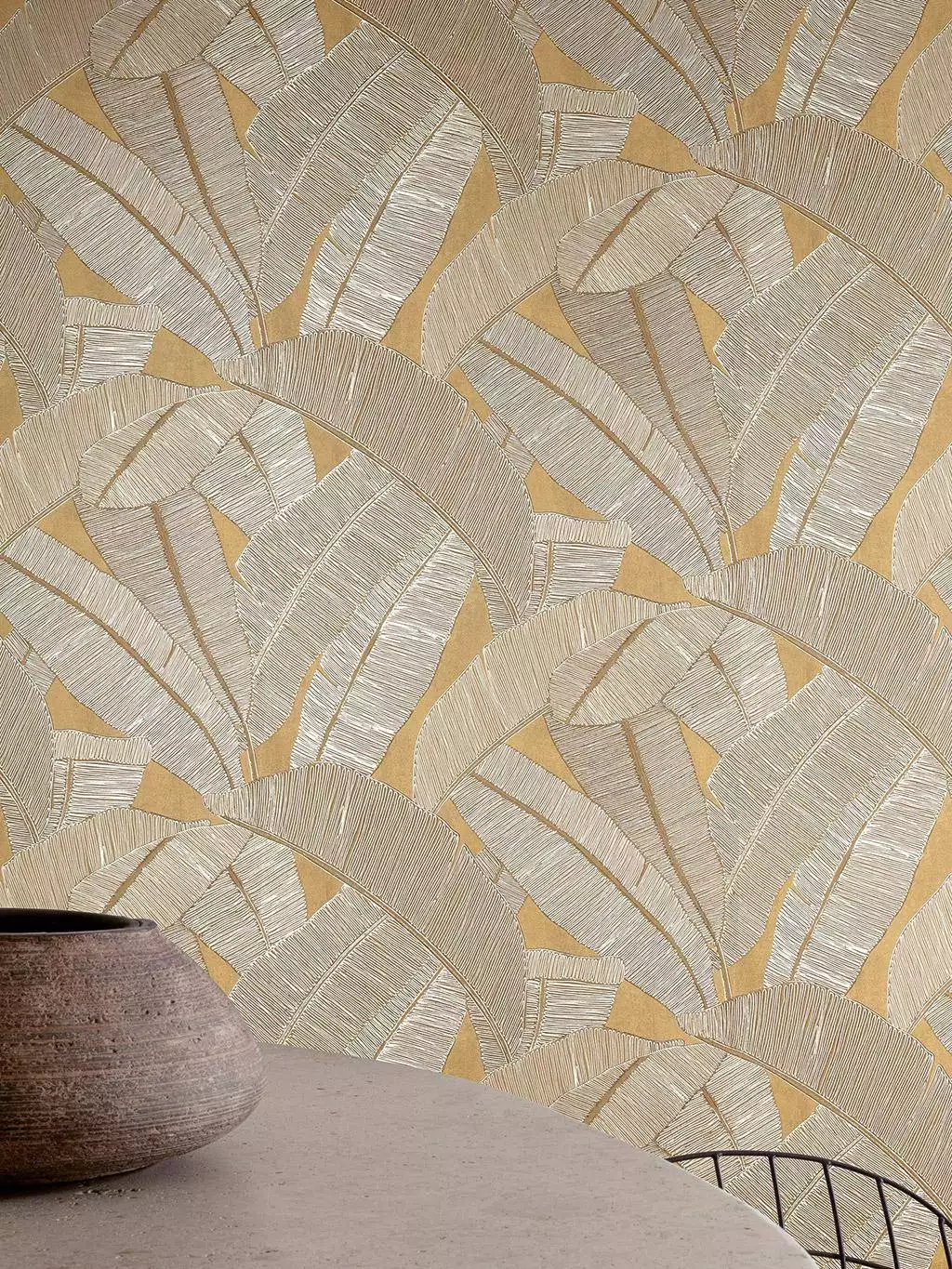 Banyan, col. 04 - Blätter - Bäume - Beige - Ocker - Masureel